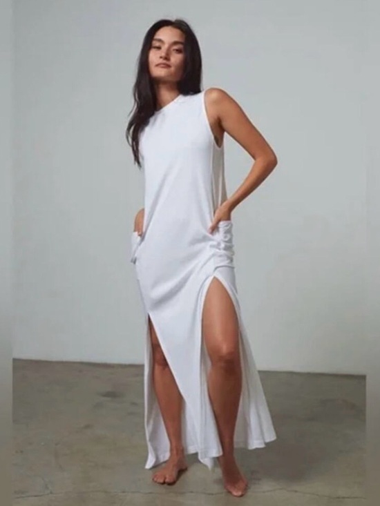 lunya Other - Lunya Sleeveless White Maxi Dress with Side Slits
